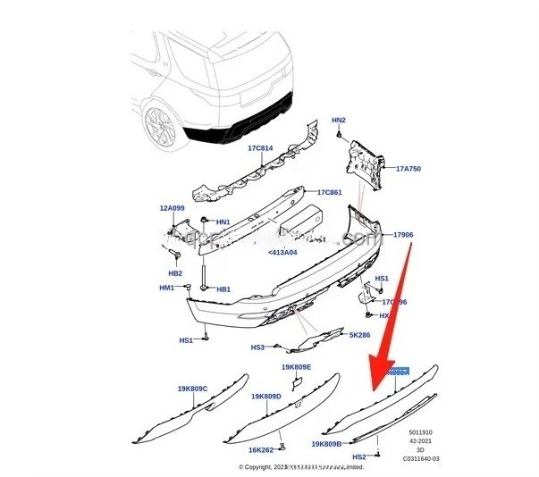 For  DISCOVERY 2021 Rear Bumper Skid Plate LR142609 Tow Eye Cover trim